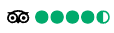 Tripadvisor rating bar showing five green circles with the last one partially filled to indicate a 4.5-star rating.