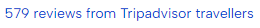 Blue text showing 579 reviews from Tripadvisor travellers.